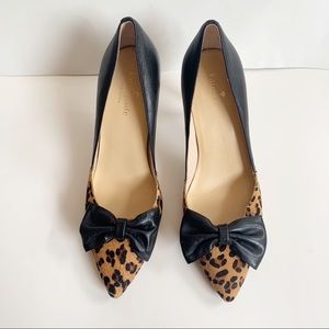 Kate Spade black and leopard print bow heels